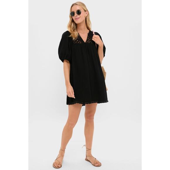 HYACINTH HOUSE Black Crochet Diana Mini Dress Size L NWT Retail $148 Tuckernuck - Picture 7 of 8